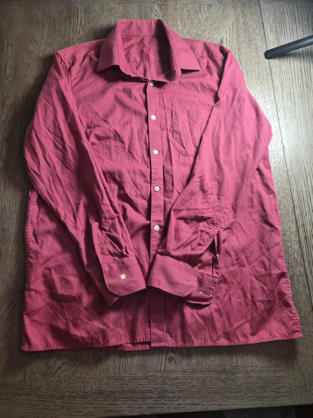 Louis Philippe Men's Long-Sleeve Dress Shirt in Deep Pink